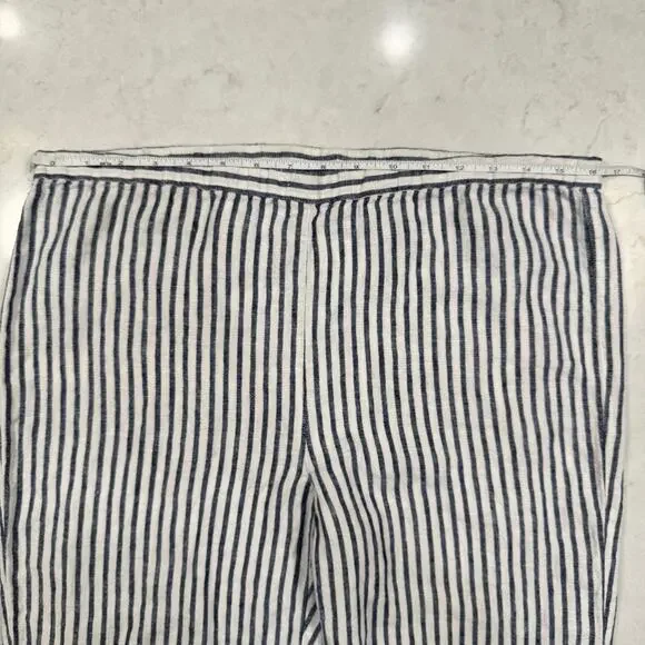 Chico’s Blue & White Striped 100% Linen Coastal Pants Chico's Size 0 Beach - Picture 7 of 16